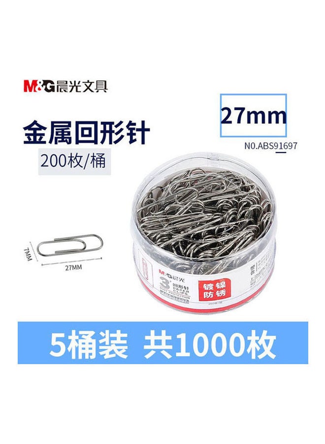 M&G Chenguang Metal Paper Clip 5-Barrel Metal Paper Clip Silver - Image 1