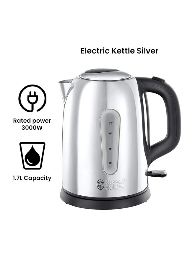 Russell Hobbs - Electric Kettle, Sleek Stainless Steel Design with Rapid Boil, Perfect for Warm Beverages for Home & Office Use 1.7 L 3000 W 23760 Silver - Image 1