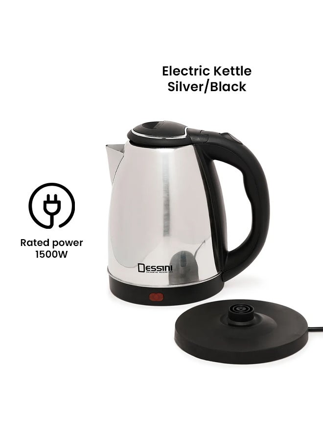 ديسيني غلاية كهربائية من الستانلس ستيل 1500 W 888 أسود/ فضي - Image 2