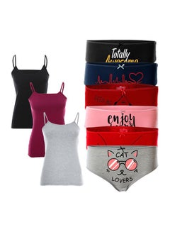 Casual Printed Round Neck High-Rise Underwear Set Multicolour