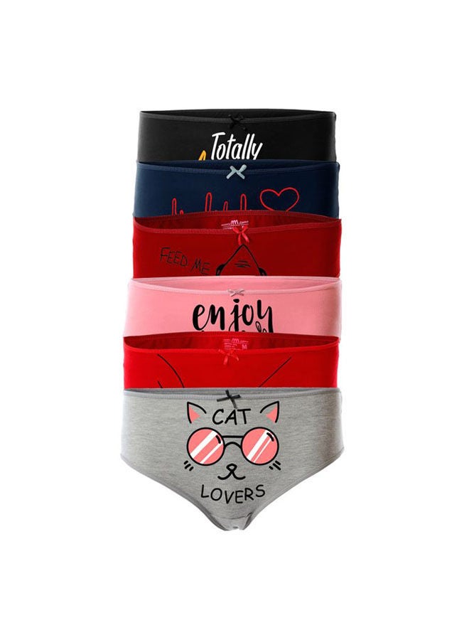 Mesery - Bundle OF Six Brief Smooth Cotton Hipster Panties. Multicolour - Image 1