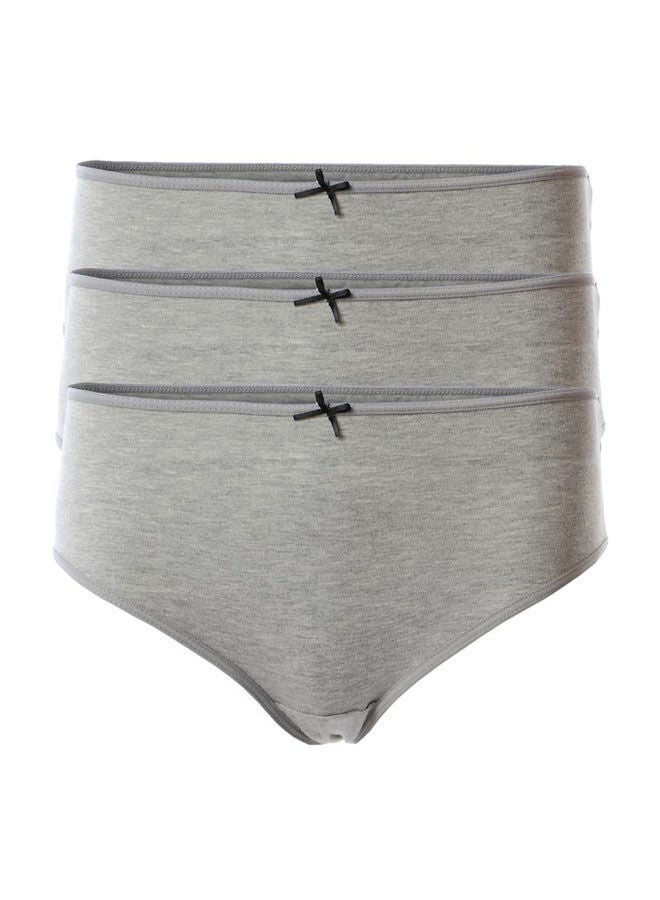 Mesery - Casual Plain Basic  High-Rise Underwear Set Grey - Image 1