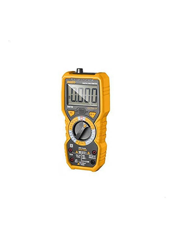 INGCO Dm7502 Digital Electric Multimeter With Flash Light Yellow