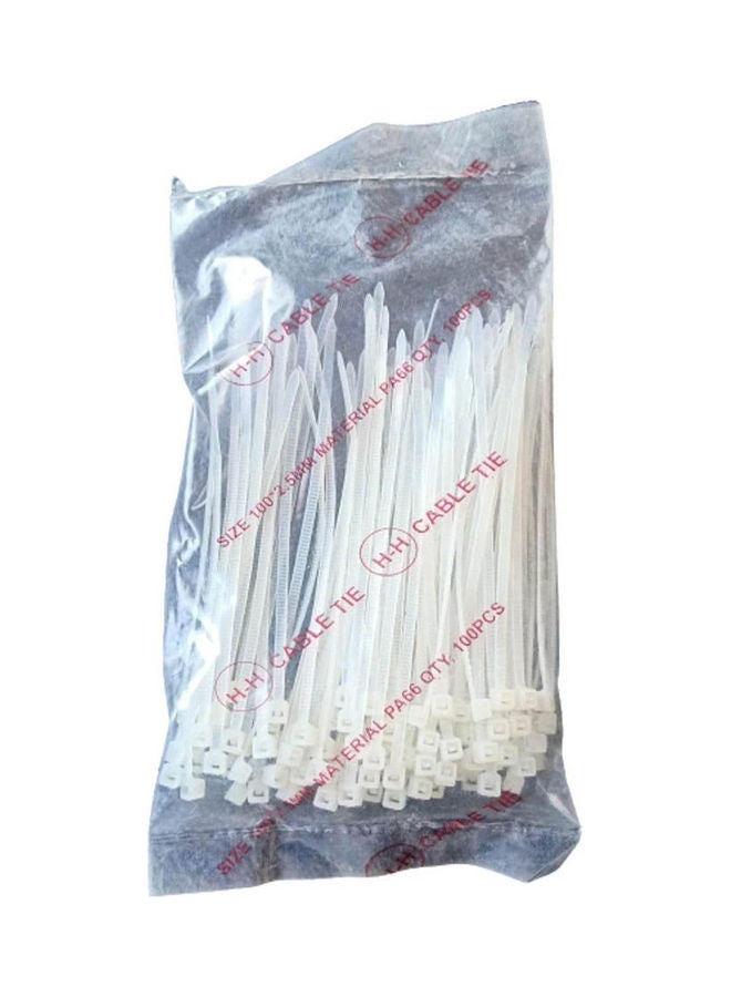 Generic - Plastic Cable Ties, Length Of 10 Cm, Number Of 5 Bags, Bag 100 Avies White 10cm - Image 1