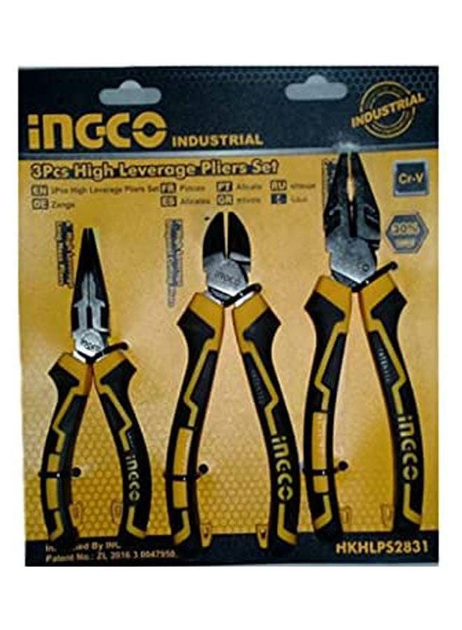INGCO 3 Piece Pliers Set With Insulated Hands Yellow  - Image 1
