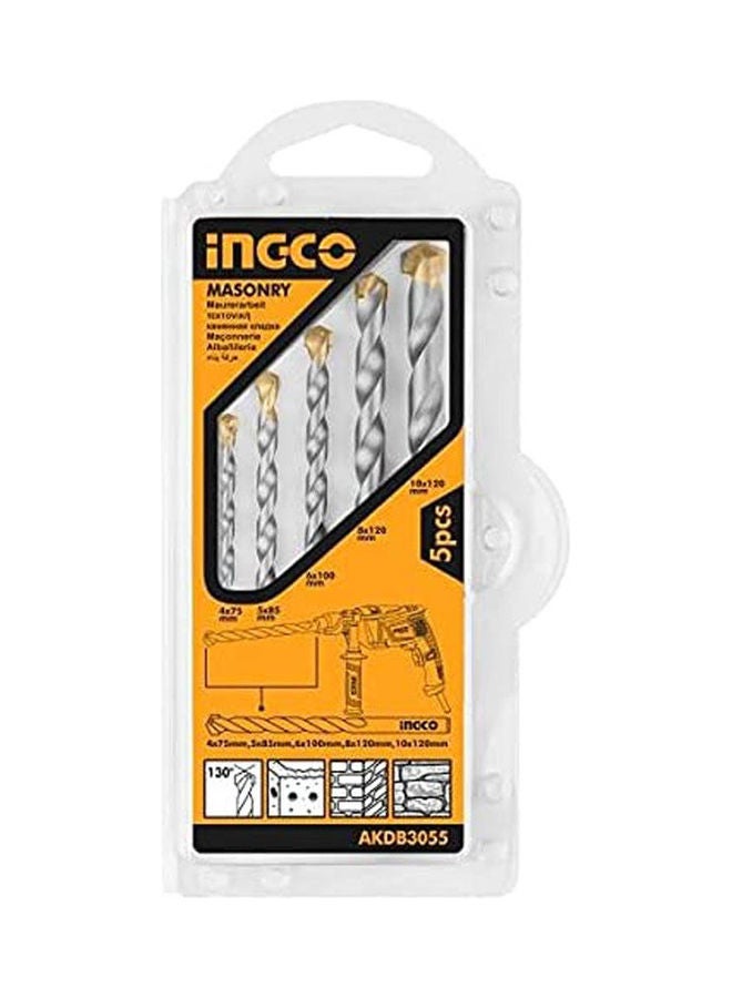 INGCO Akdb3055 - Masonary Drill Bit 5Pcs Set Yellow  - Image 1