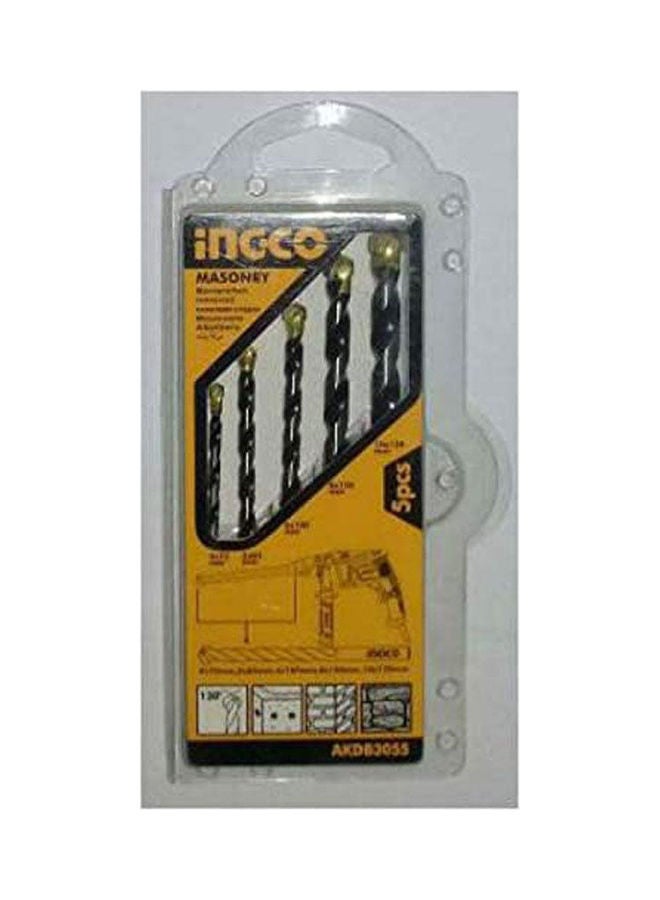 INGCO Akdb3055 - Masonary Drill Bit 5Pcs Set Yellow  - Image 2