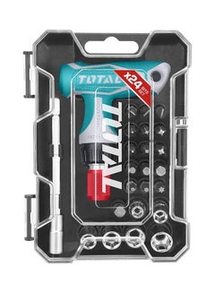 TOTAL 24 pcs Bits Set with T-Handle Ratchet Wrench TACSD30186 Green  - Image 1