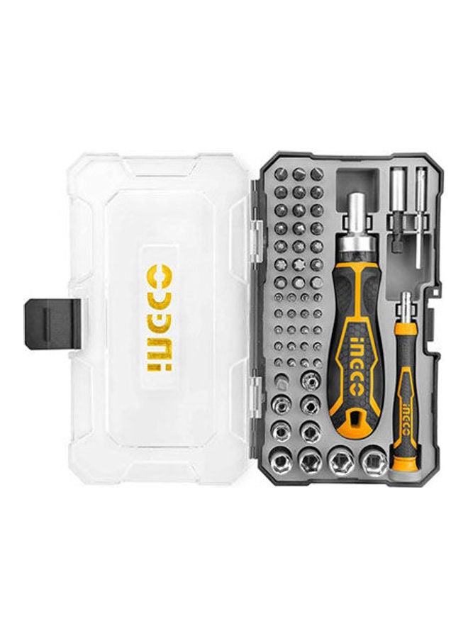 INGCO Hksdb0558 Screwdriver Bit Set With Ratchet Handle - 55 Pieces Multicolour 