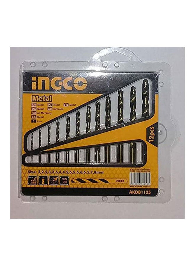 INGCO Akdb1125-12Pcs Steel Twist Drill Bits Orange 