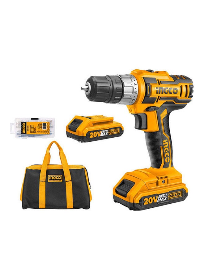INGCO Cdli20025 Lithium-Ion Cordless Drill Set Orange