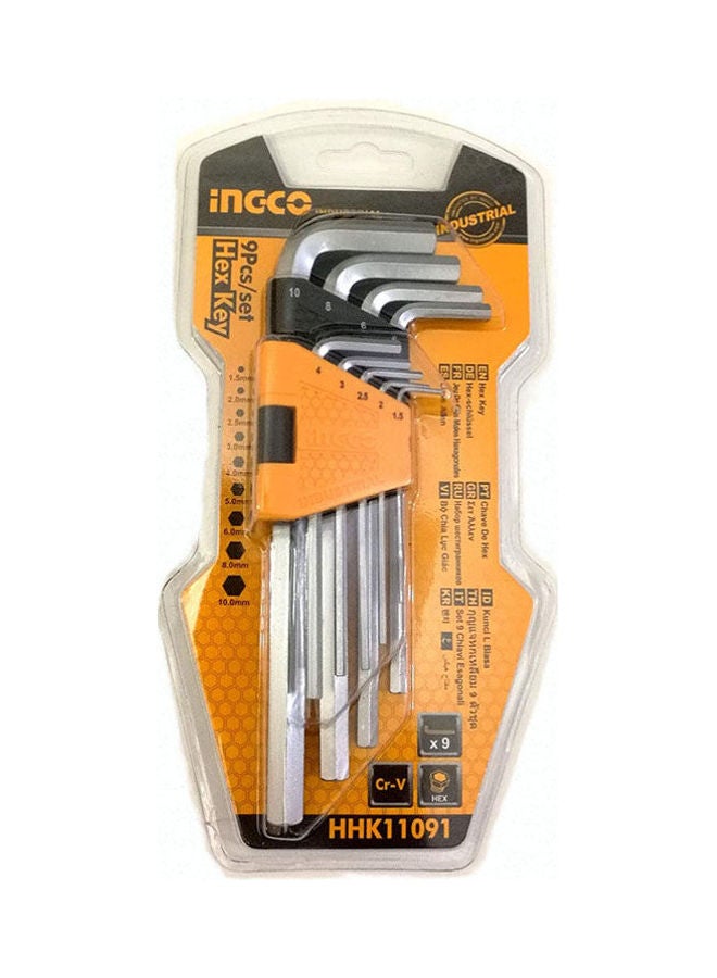 INGCO - Hex Key Set 9 Pcs With Holder Silver - Image 1