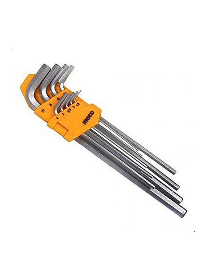 INGCO Long Arm Hex Key Wrench Set Silver 1.5inch 