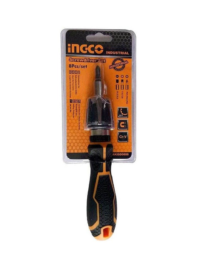 إنجكو System Screwdriver Set 8 Pieces Model Akisd0808 Black