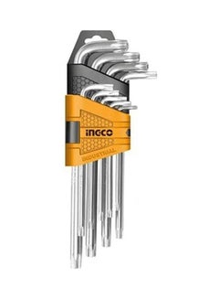 INGCO Torx Key Set 9 Pieces T10-T50 With Holder Hhk13091 Silver 