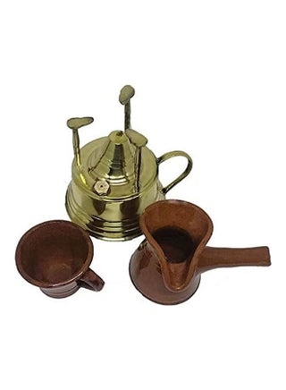 Brass Alcohol Burner With Pottery Cup & Pot Gold - v1645346254/N52727295A_1