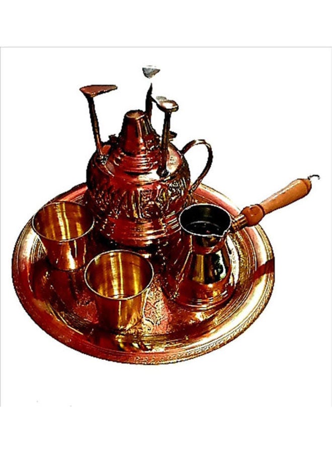 Generic - A Coffee Table With Two Cups A Rag And A Tray Gold - Image 1