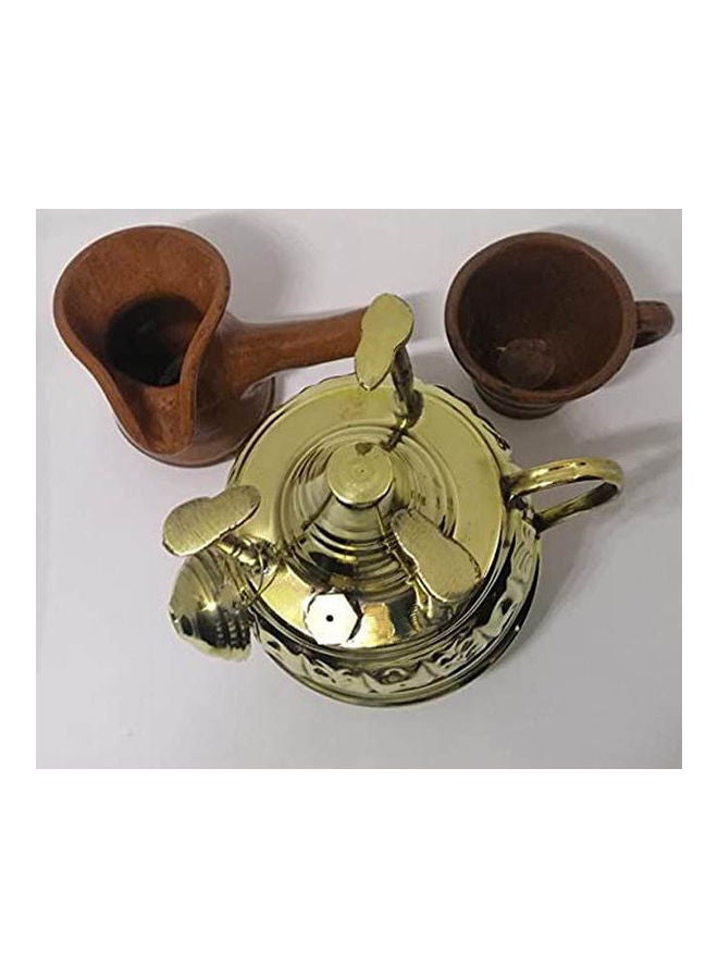 Large Brass Alcohol Burner With Pottery Pot & Cup Multicolour - Image 2
