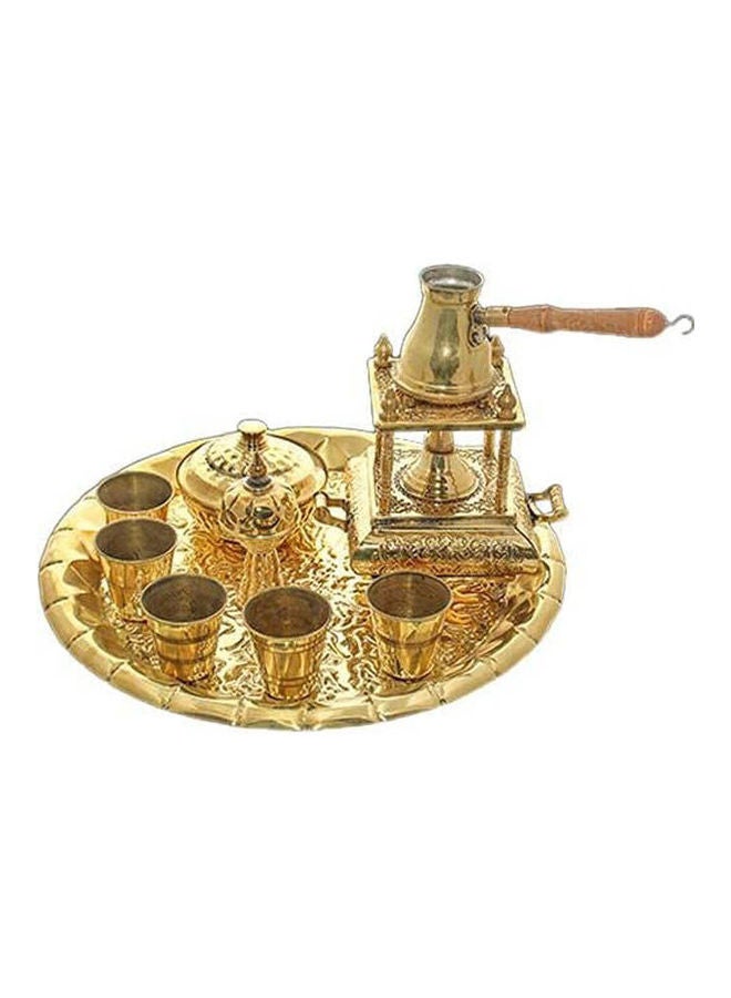 Generic Oriantal Set Brass Alcohol Burner Gold 
