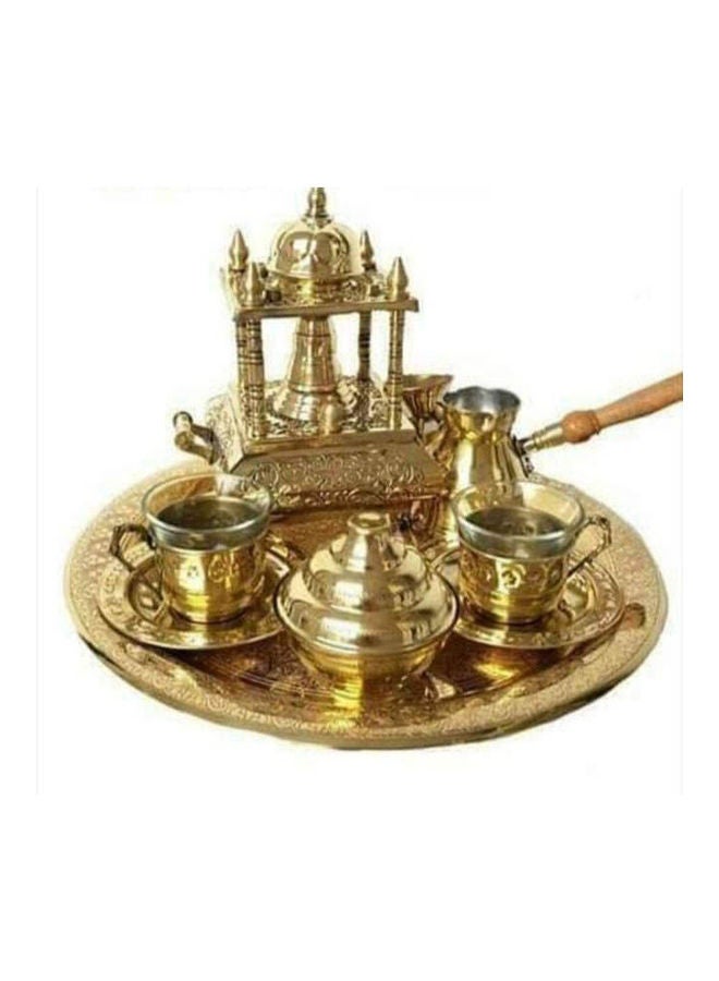 Generic Royal Table Set With Two Cups, A Tray, A Sugar Tray And A Bowl Gold 
