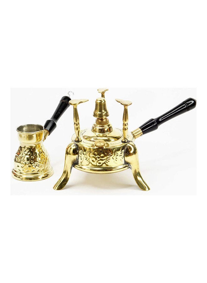 Brass Alcohol Burner With Coffee Pot Gold - Image 2