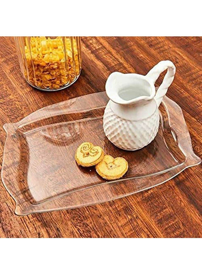 باساباتشي طبق تقديم باتيسري زجاجي مستطيل شفاف شفاف - Image 2