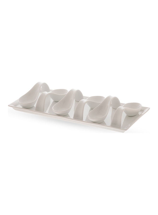 LIBBEY 6-Piece Multi-Use Serving Spoon With Tray White 12x4x4cm - Image 1