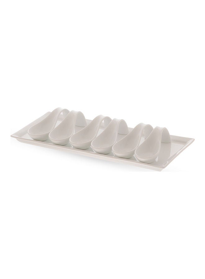 LIBBEY 6-Piece Multi-Use Serving Spoon With Tray White 12x4x4cm - Image 2