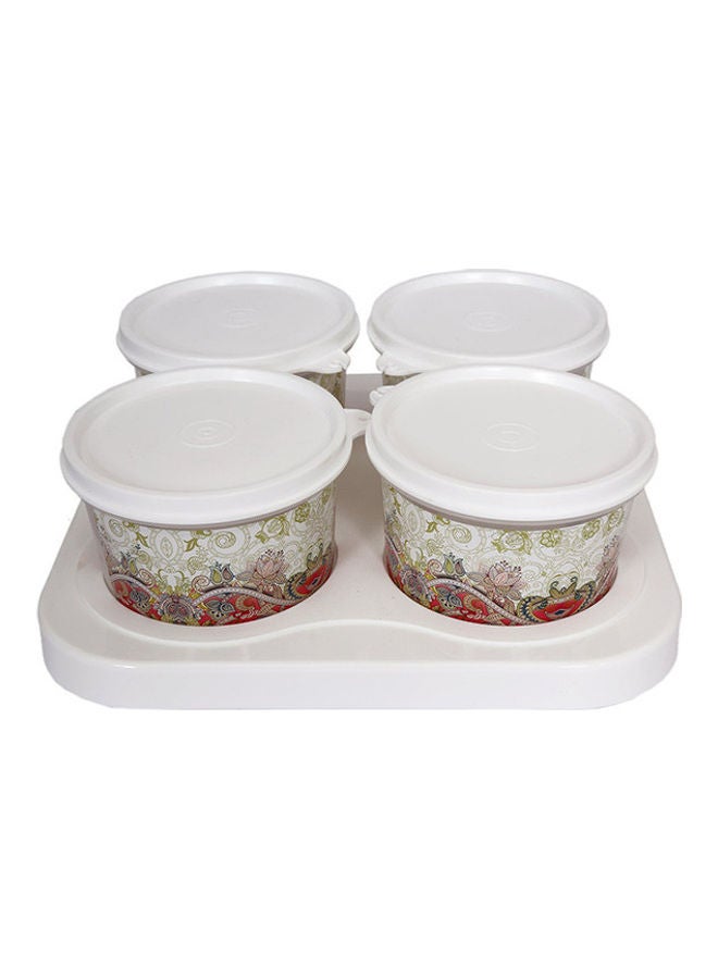 JAYPEE 4-Piece Container Serving Set With Tray White/Red 500ml  - Image 2