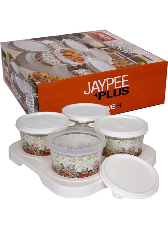 JAYPEE 4-Piece Container Serving Set With Tray White/Red 500ml  - Image 5