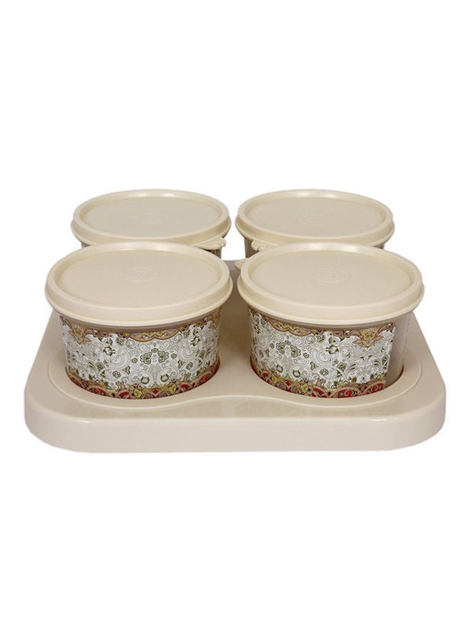 JAYPEE 4-Piece Container Serving Set With Tray Ivory/Red 500ml - Image 2
