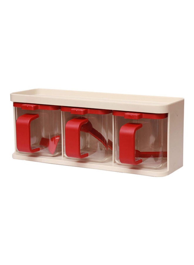 JAYPEE 7-Piece Plastic Grocery Container Set White/Red 250ml - Image 1