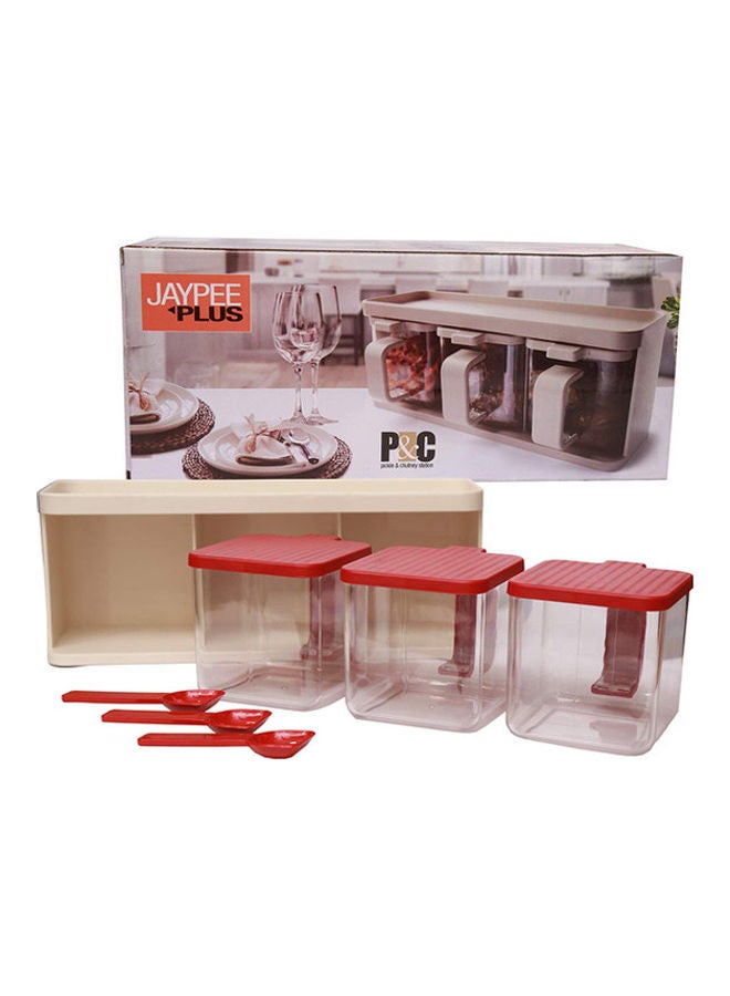 JAYPEE 7-Piece Plastic Grocery Container Set White/Red 250ml - Image 4