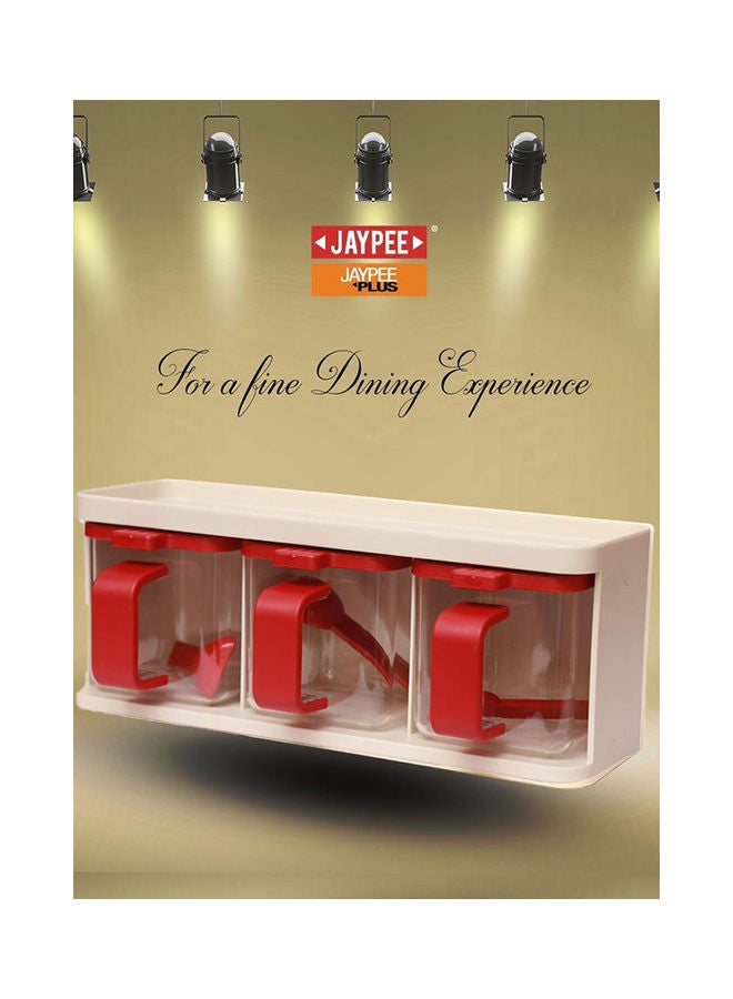 JAYPEE 7-Piece Plastic Grocery Container Set White/Red 250ml - Image 5