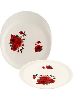 JAYPEE 12-Piece Le Dinner Plates And Bowl Set White/Red 30cm  - Image 4