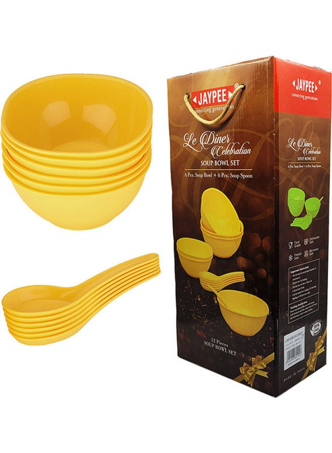 JAYPEE 12-Piece Le Dinner Celebration Soup Bowl Set Yellow 250ml  - Image 1