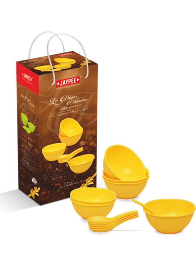 JAYPEE 12-Piece Le Dinner Celebration Soup Bowl Set Yellow 250ml  - Image 2