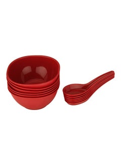 JAYPEE 12-Piece Le Dinner Celebration Soup Bowl And Spoon Set Red 250ml  - Image 2