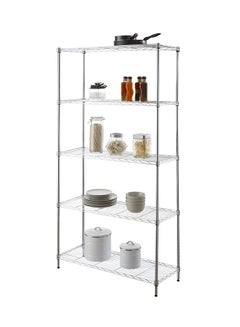 Cameltough CamelTough Wire Rack 5 Shelf Adjustable Storage Rack  Heavy Duty Shelving Unit for Pantry  Laundry  Bathroom  Kitchen  Garage Closet Organization  600Lbs Capacity  Chrome  90L X 35W X 180H cm  HTC-WR606 Chrome 91 x 35 x 182cm  - Image 1
