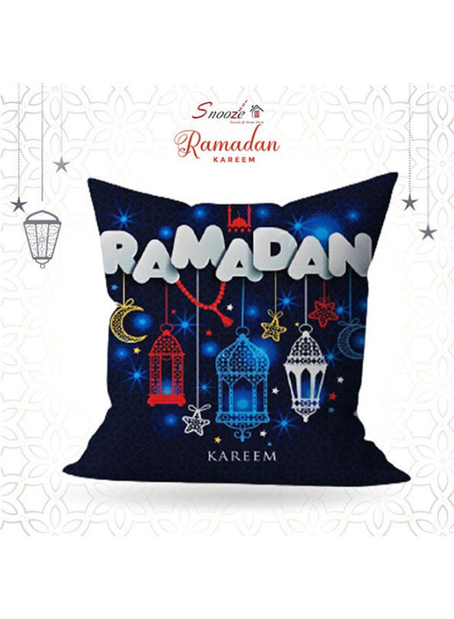 وسادة ديكور لأجواء رمضان كتان أزرق غامق 45x45سم