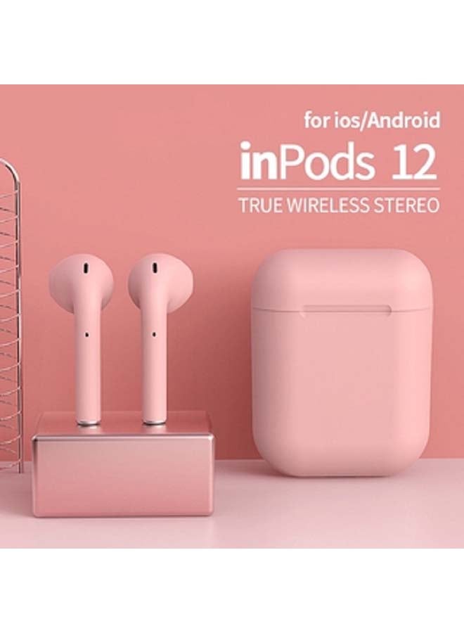 MARGOUN - True Wireless Earbuds Inpods 12 TWS Bluetooth Binaural In-Ear Headphones with Charging Case Pink - Image 1