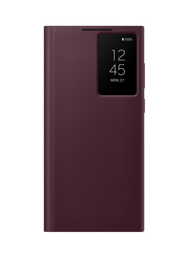 Samsung - Galaxy S22 Ultra Smart Clear View Cover Burgundy - Image 1