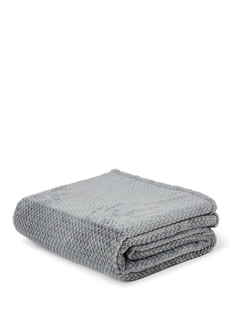 Noon East - Lightweight Summer Blanket Queen Size 260 GSM Chevron Design Extra Soft All Season Blanket Bed And Sofa Throw Grey 150 x 200cm - Image 1