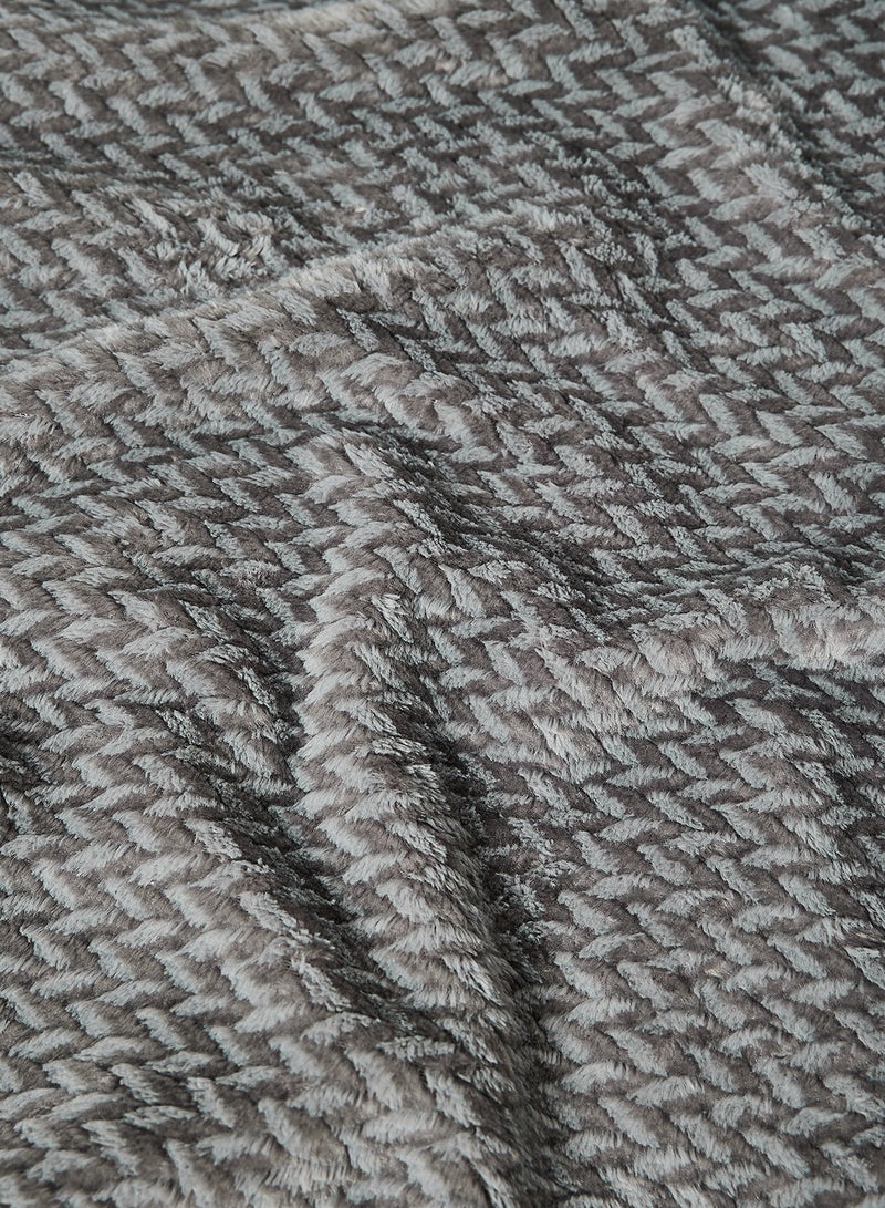 Noon East - Lightweight Summer Blanket Queen Size 260 GSM Chevron Design Extra Soft All Season Blanket Bed And Sofa Throw Grey 150 x 200cm - Image 1