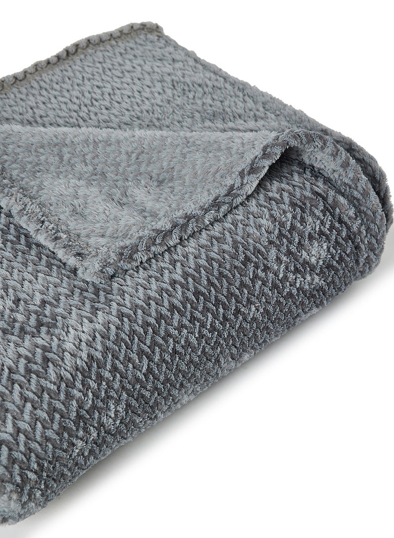Noon East - Lightweight Summer Blanket Queen Size 260 GSM Chevron Design Extra Soft All Season Blanket Bed And Sofa Throw Grey 150 x 200cm - Image 1