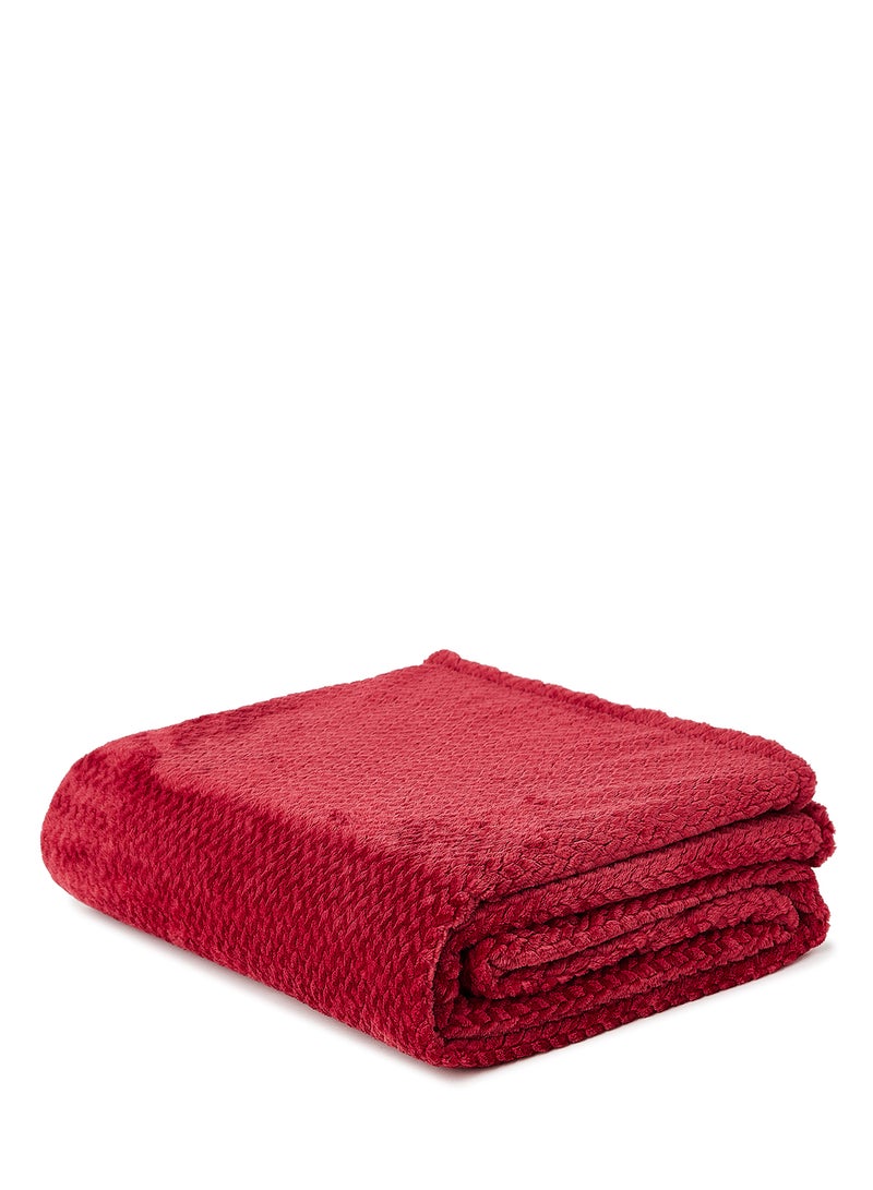 Noon East - Lightweight Summer Blanket Queen Size 260 GSM Chevron Design Extra Soft All Season Blanket Bed And Sofa Throw Red 150 x 200cm - Image 1