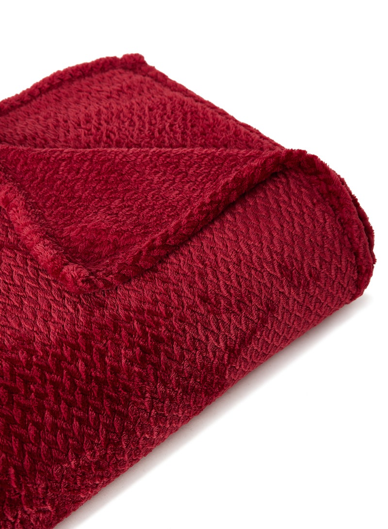 Noon East - Lightweight Summer Blanket Queen Size 260 GSM Chevron Design Extra Soft All Season Blanket Bed And Sofa Throw Red 150 x 200cm - Image 1