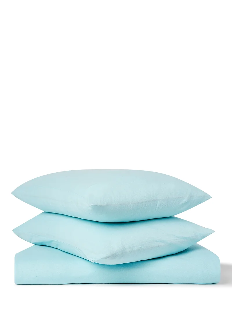 Noon East Duvet Cover Set- With 1 Duvet Cover 260X220 Cm And 2 Pillow Cover 48X74+12 Cm - For King Size Mattress - 100% Cotton 140 GSM Mint
