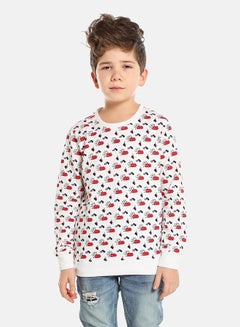 QUWA Boys Stylish All Over Printed Casual Sweatshirt White/Blue/Red  - Image 1
