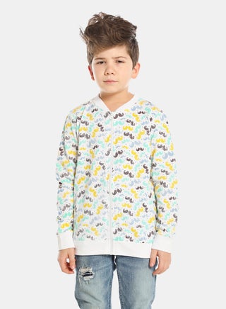 Boys Moustache Print Bomber Jacket White - v1645430795/N48660735V_1
